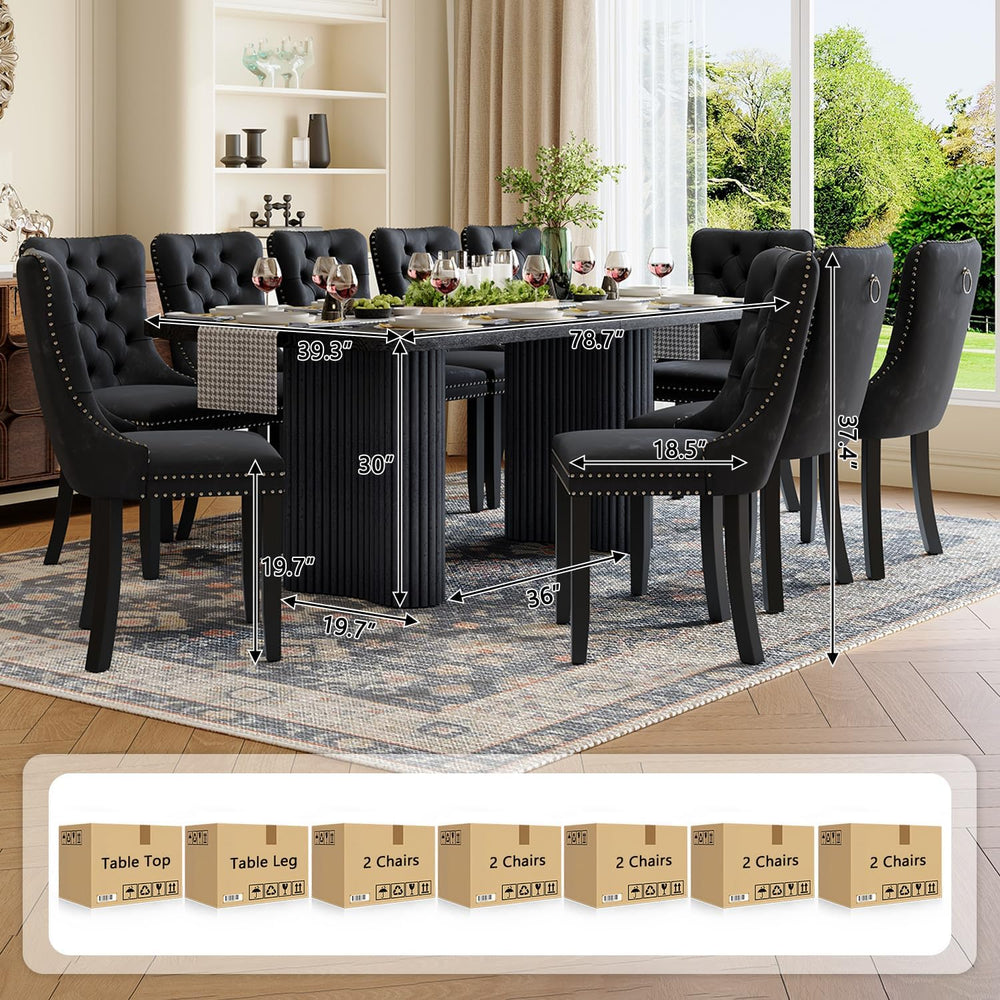 Dining Table Set for 10, 79'' Large Modern Rectangular Dining Room Ta...