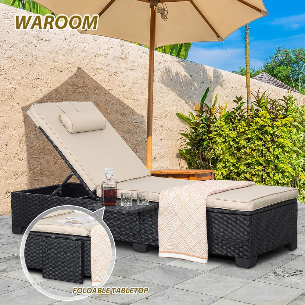WAROOM Outdoor Chaise Lounge Chairs for Outside Patio Furniture Set of 2 Wick...