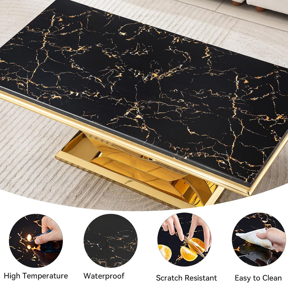 2-Piece Coffee Table and End Table Sets,Modern Marble Living Room Coffee Tabl...