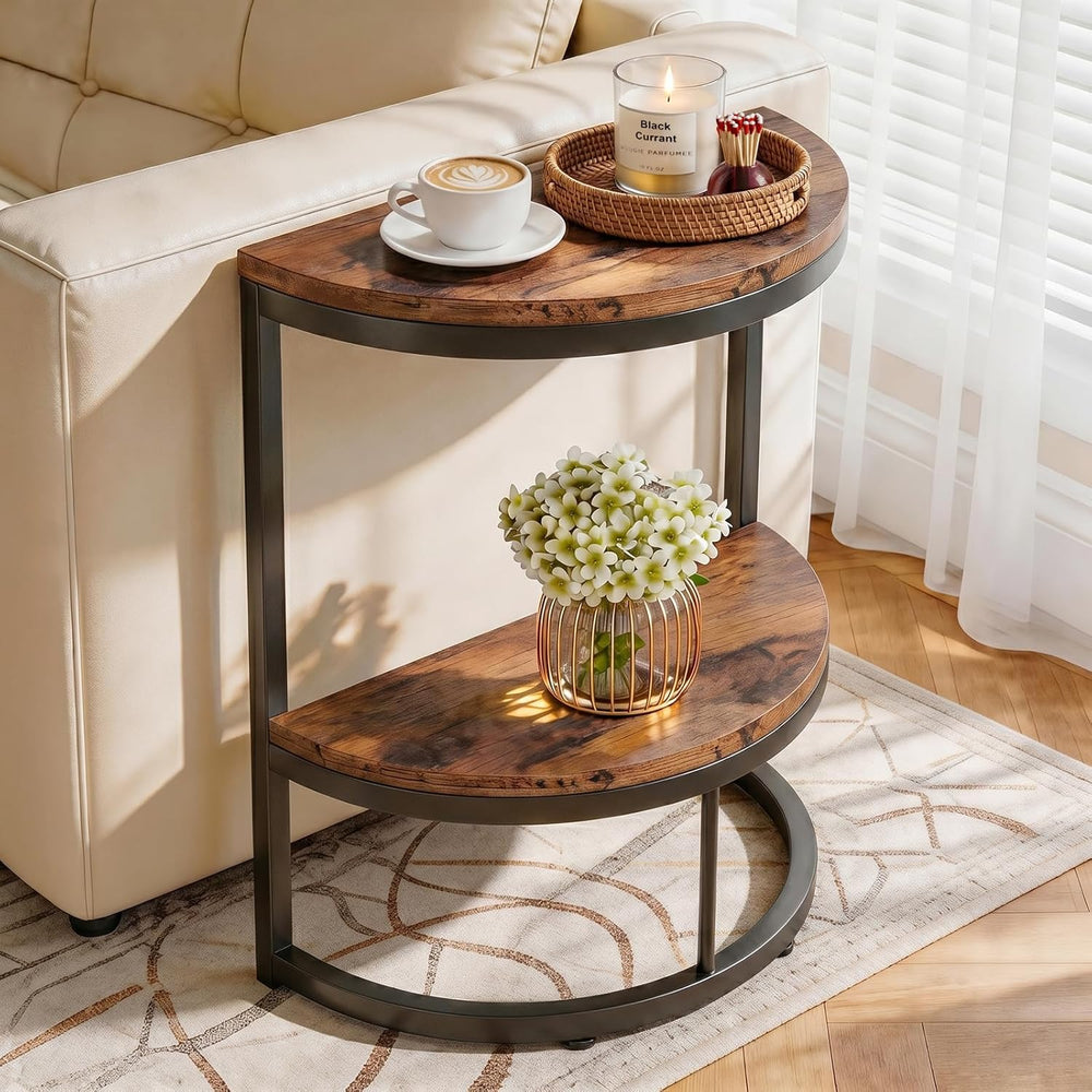 TooCust Half Round End Table for Living Room, 9.8" D x 19.7" W x 24...