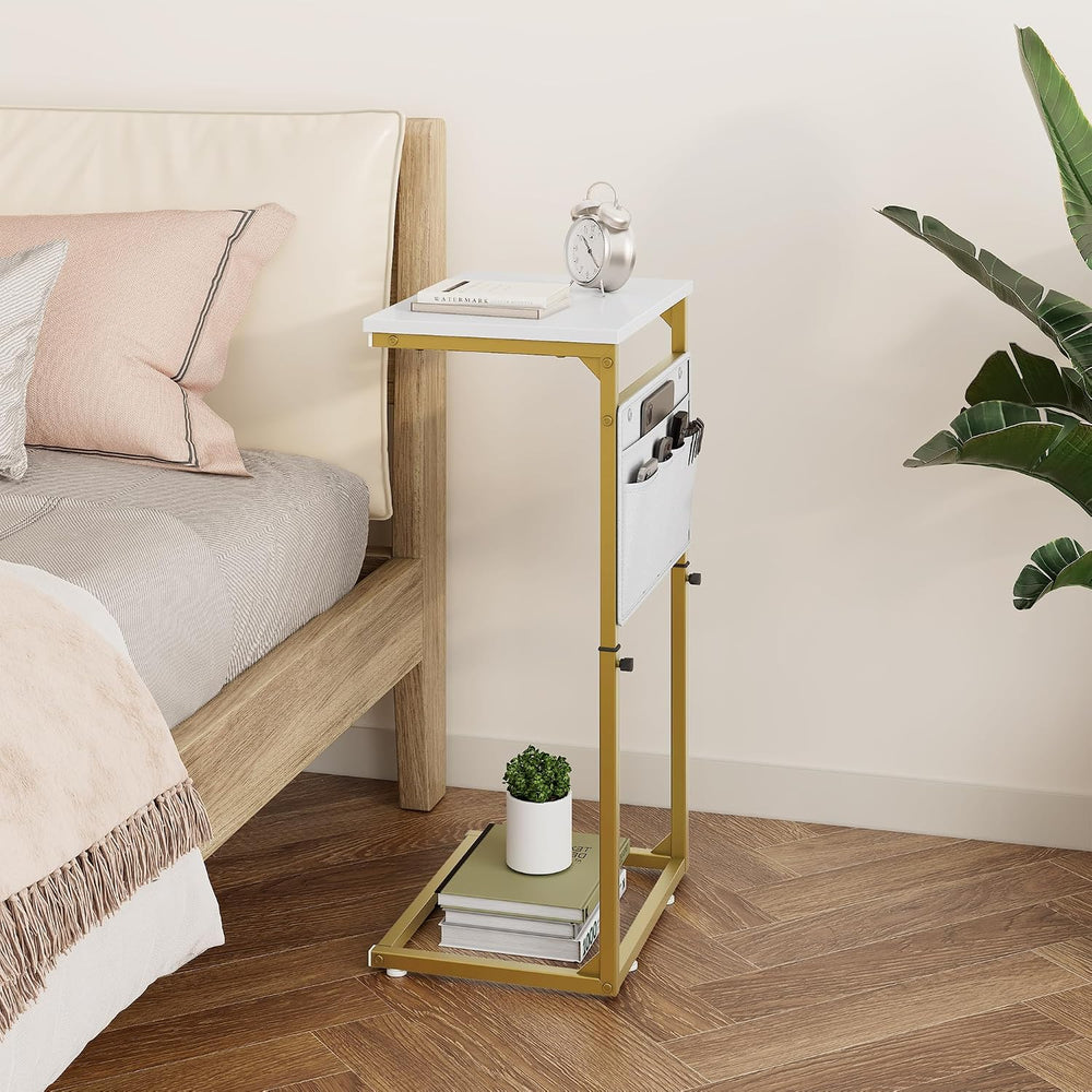 Vagusicc C Shaped End Table, 33'' Tall Side Table for Couch, Adjustab...