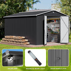 10x14 FT Metal Storage Shed, Outdoor Tool Sheds with Lockable Door, Large Heavy Duty Tool Sheds, Outside Waterproof Storage Building