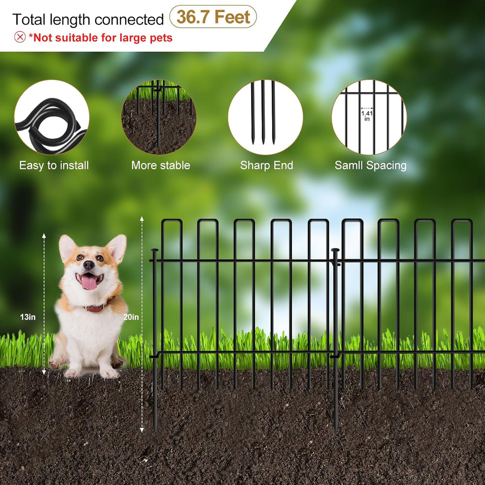 26 Panels No Dig Animal Barrier Fence, 13in(H) x 37ft(L) Garden Edging Border...