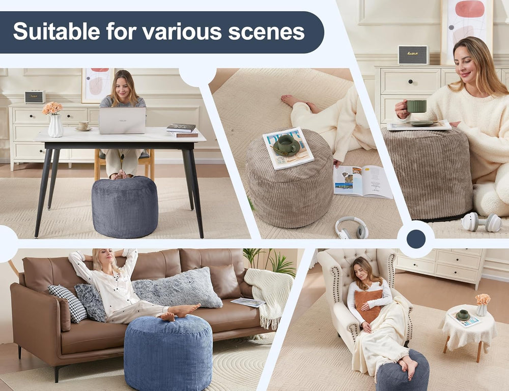 WSOFRLAC Pouf Ottoman Foot Stools Ottoman with Foam Small Corduroy Ottomans f...