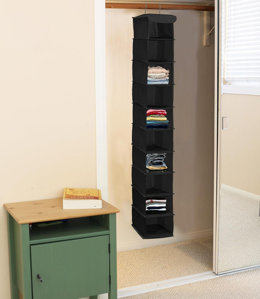 Simple Houseware 10 Shelves Closet Hanging Shoe Organizer, Black