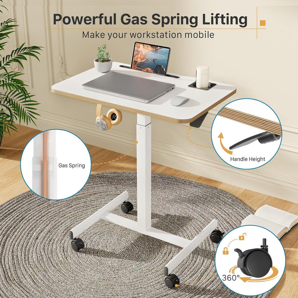 28 inch Mobile Rolling Standing Desk Height Adjustable with Wheels