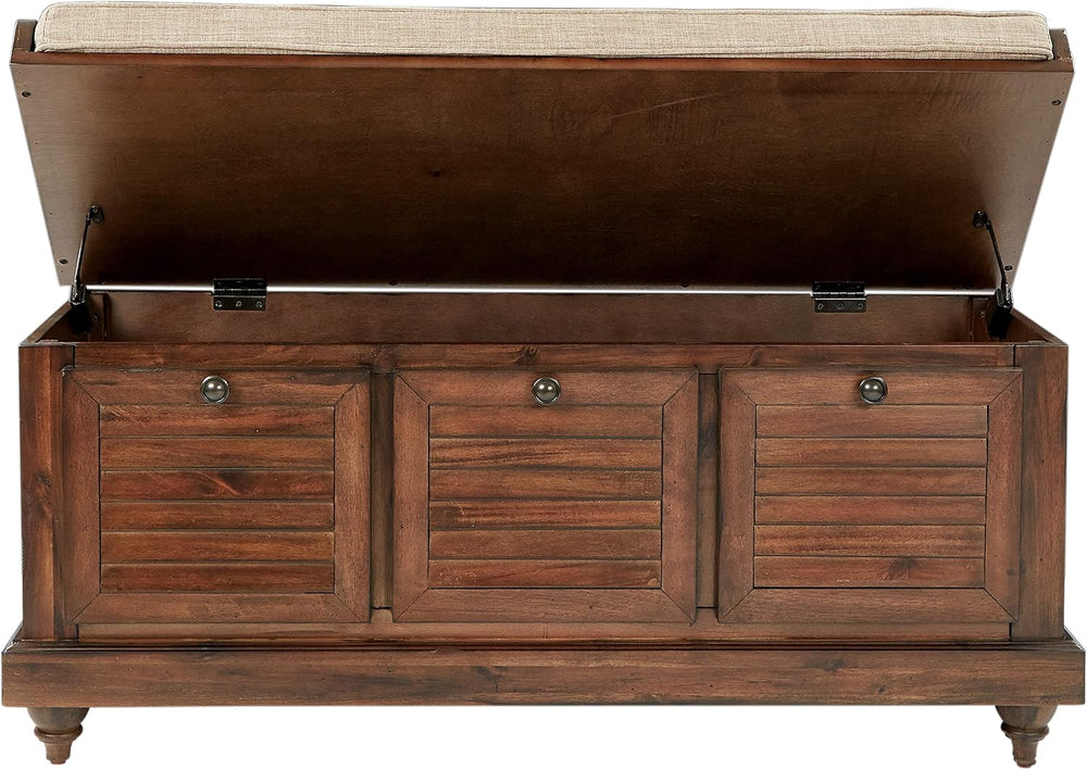 OSP Home Furnishings Dover Coastal Lift-Top Storage Bench with Shutter Face S...