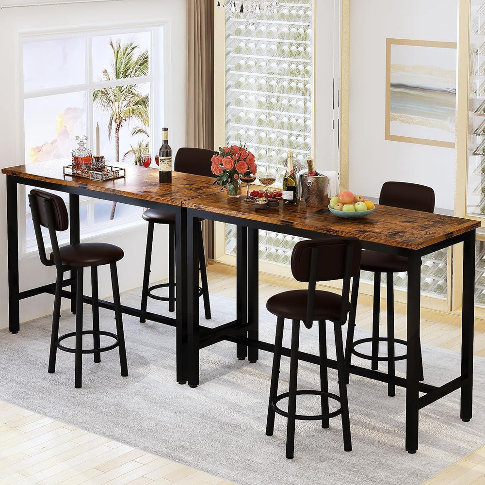 AWQM Bar Table Set of 2, Industrial Bar Table and Chairs Set of 2,3 Piece Bar...