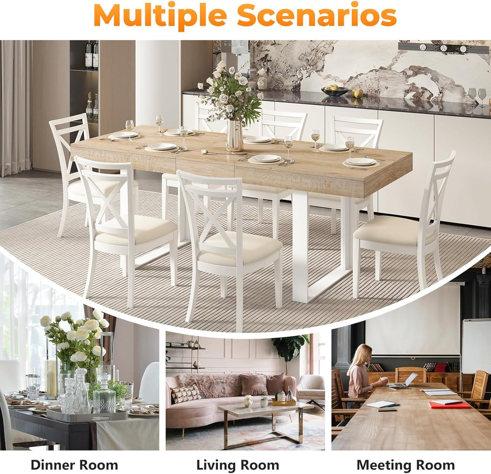 Zevemomo 63"-78.7" Expandable Dining Table, 6-10 Extendable Dining ...