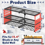 Power Tool Organizer Wall Mount, 300Lbs Load 3 Layer Heavy Duty Metal Tool Shelf with 8 Drill Holders, Garage Workshop Storage for Cordless Tools Batteries Screwdrivers(Red)