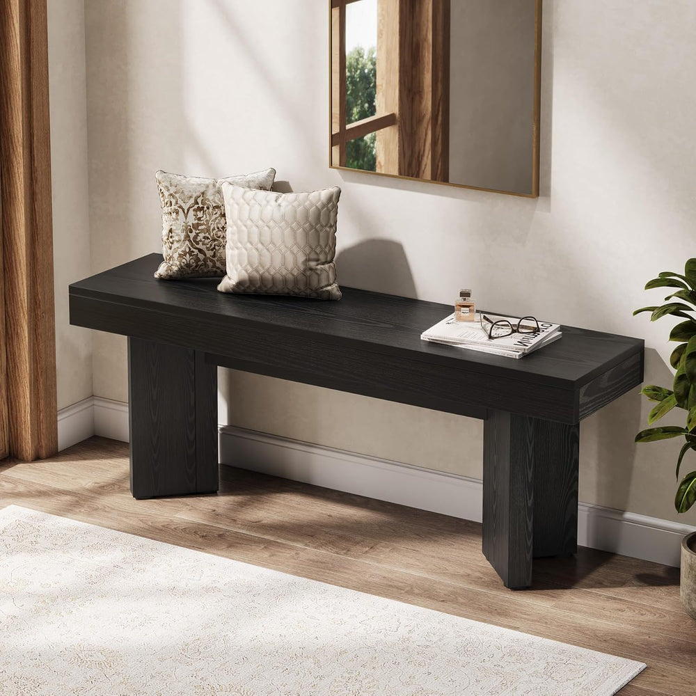 Tribesigns Farmhouse Wooden Dining Bench, 47" Indoor Entryway Bench with...