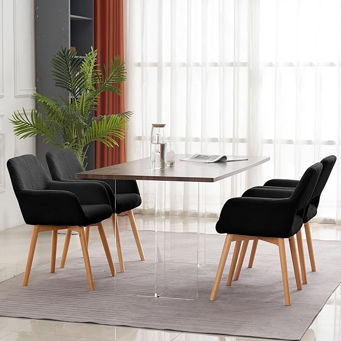 Mid Century Modern Dining Chairs Set of 4 & 2 & 6 Comfy Accent Chair ...