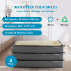 NeatNestly SmartCube Under Bed Storage Bags - 3 Pack Large 39" x 18" x 6" Gray Containers with Reinforced Handles, Foldable Underbed Storage Organizer for Clothing, Blankets & Shoes