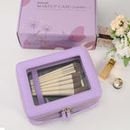 Aveniee Clear Makeup Bags, Double Layer Cosmetic Bags with a Separate Brush Compartment, Large Travel Toiletry Bag Train Case for Women, Travel Accessories Organizer.2 Layers Large, Lilac