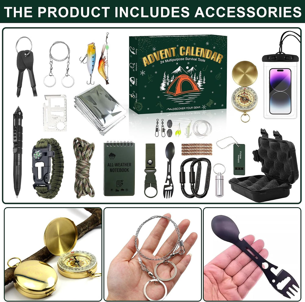 Survival Kit Advent Calendar 2026-24 Days Christmas Countdown Survival Tools ...