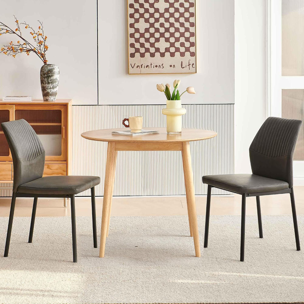 35" Round Dining Table Set for 2 with PU Leather Chairs, Space Saving Ki...