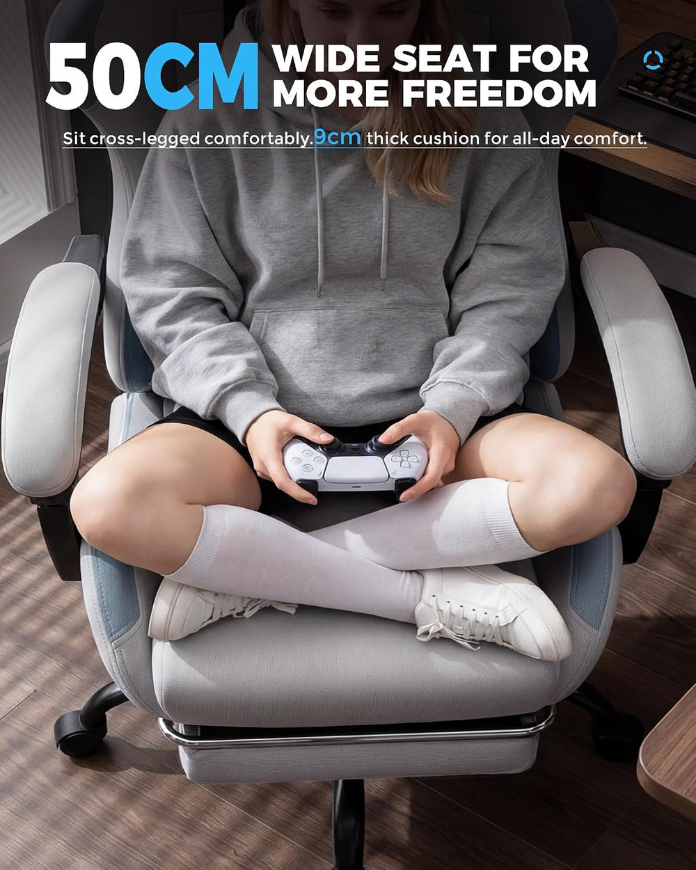 GTPLAYER Gaming Chair Fabric with Pocket Spring Cushion,Computer Office Chair...