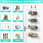 HapiRm Over Door Organizer Storage - Separable Door Organizer Hanging with 4 Metal Large Capacity Baskets for Bathroom Bedroom Kitchen Pantry Closet (Black)