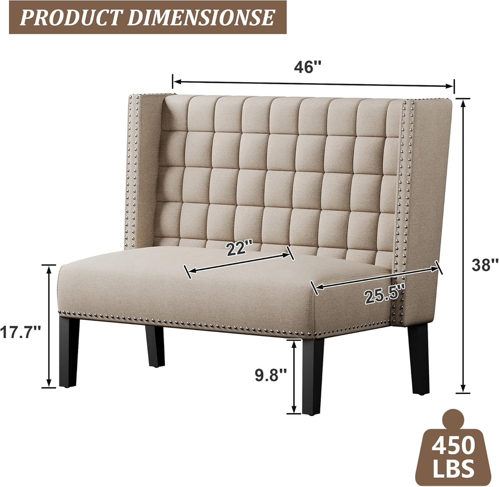 Andeworld Modern Loveseat Settee Bench Sofa Couch, Upholstered Banquette Dini...