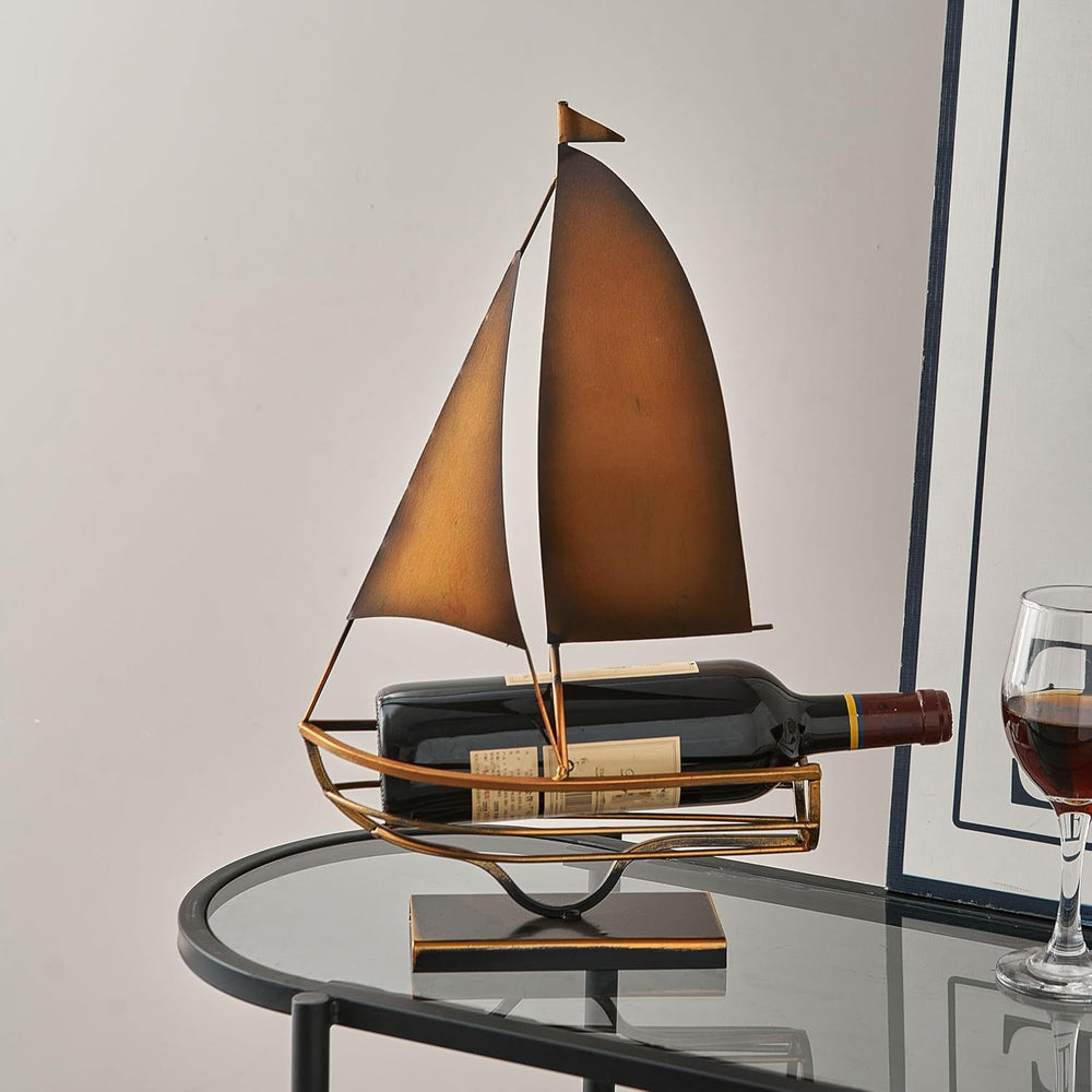 vintage sailboat wine rack, Tabletop metal sailboat wine display rack | kitch...