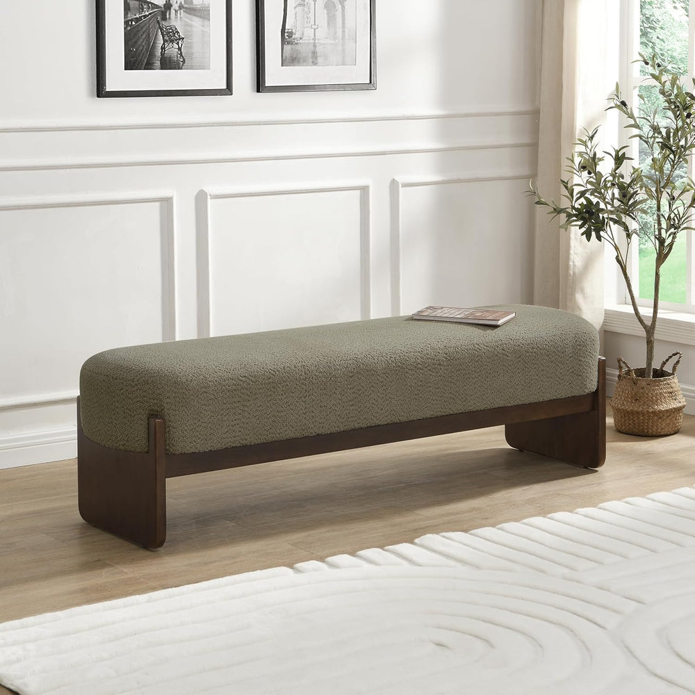 Christopher Knight Home Arden Minimalist Loop Yarn Fabric Dining Bench, Woode...