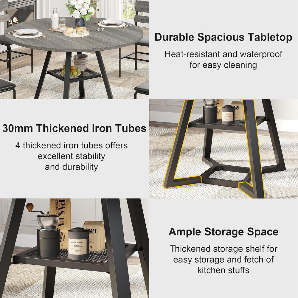 knoworld 47" Round Dining Table for 4, Kitchen Tables Dining Room Circle...