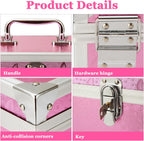 12 x 7 x 7.5 Inch Medication Lock Box with Key, Locking Box with Portable Storage Case, Security Lock Boxes Medicine Storage Box for Cash, Medicine, Documents and Valuables - Pink