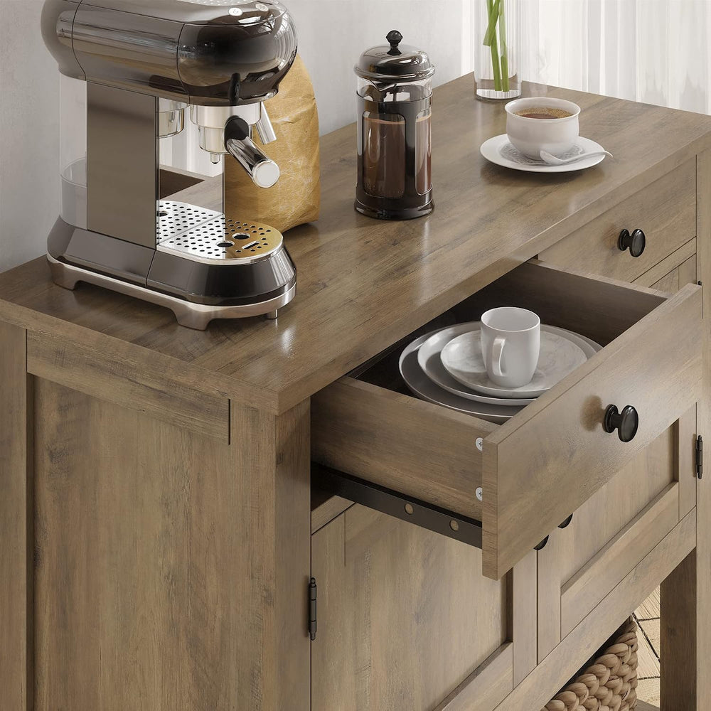 HOSTACK Farmhouse Console Table with Storage, Entryway Table, Rustic Brown