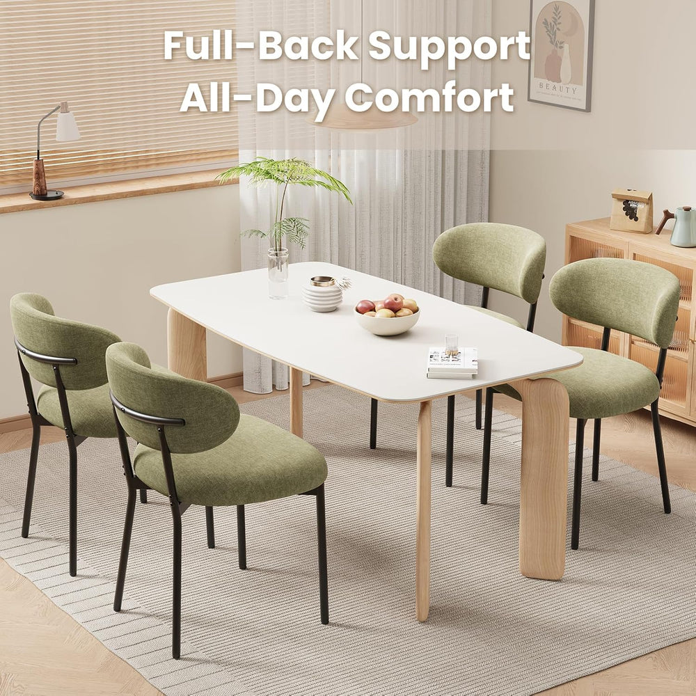 Upholstered Dining Chairs Set of 2, Modern Fabric Kitchen Chairs with Curved ...