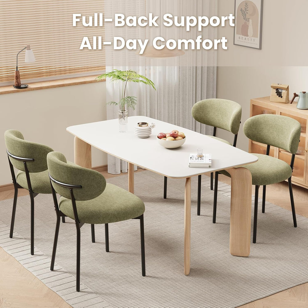 Upholstered Dining Chairs Set of 6, Modern Fabric Kitchen Chairs with Curved ...