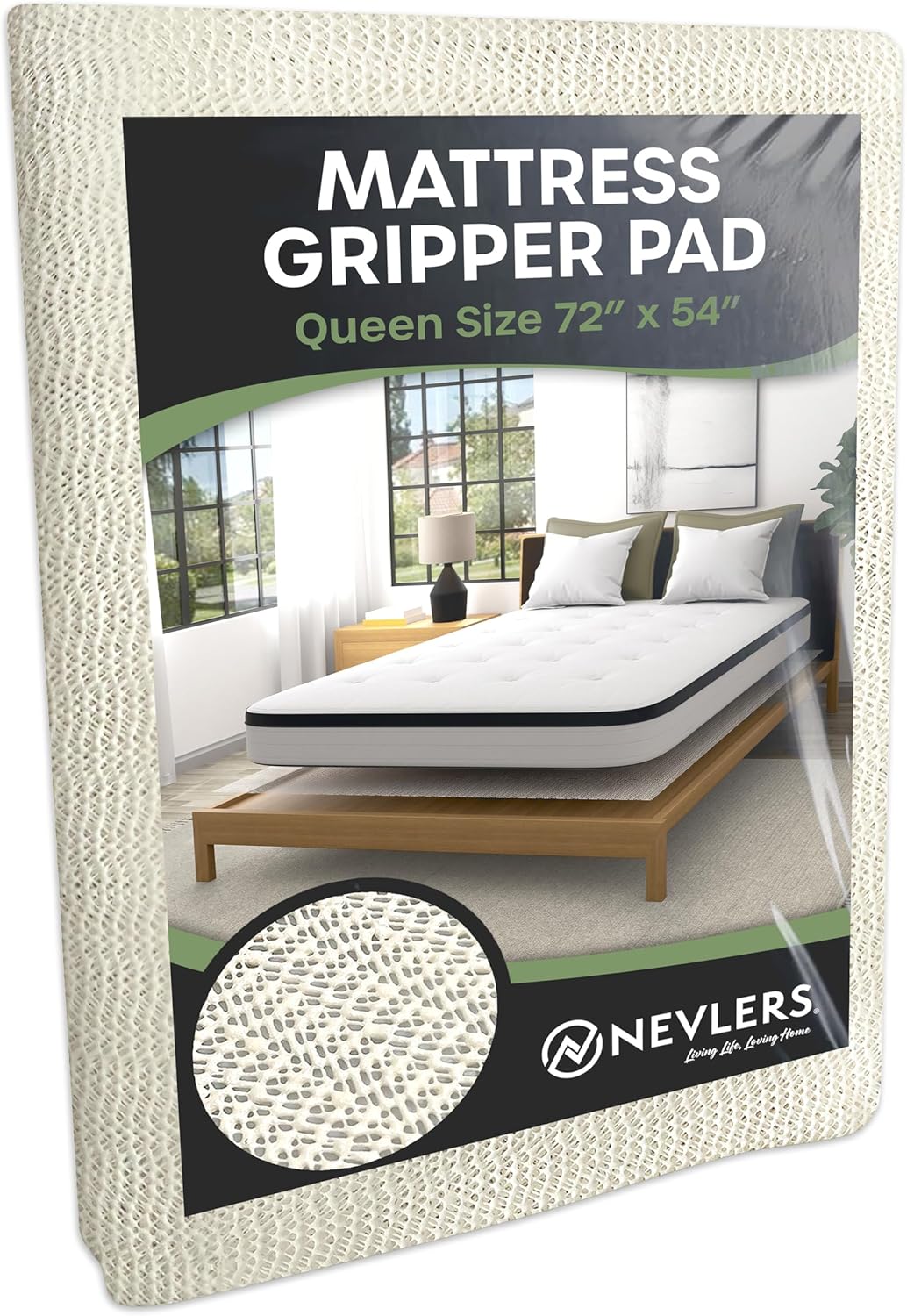 Nevlers 72" x 54" Queen Size Open-Weave Non Slip Mattress Gripper Pad | PVC Foam Non Slip Pad to Keep Bed from Sliding & Movement | Reversible Non-adhesive 6 Ft x 4.5 Ft Mattress Slide Stopper