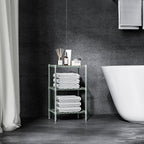 750 lbs 3-Shelf Storage Shelves Wire Shelving Unit Standing Metal Rack for Small Places Narrow Wire Rack for Bathroom, Green 13.8 D x 13.8" W x 25.5" H