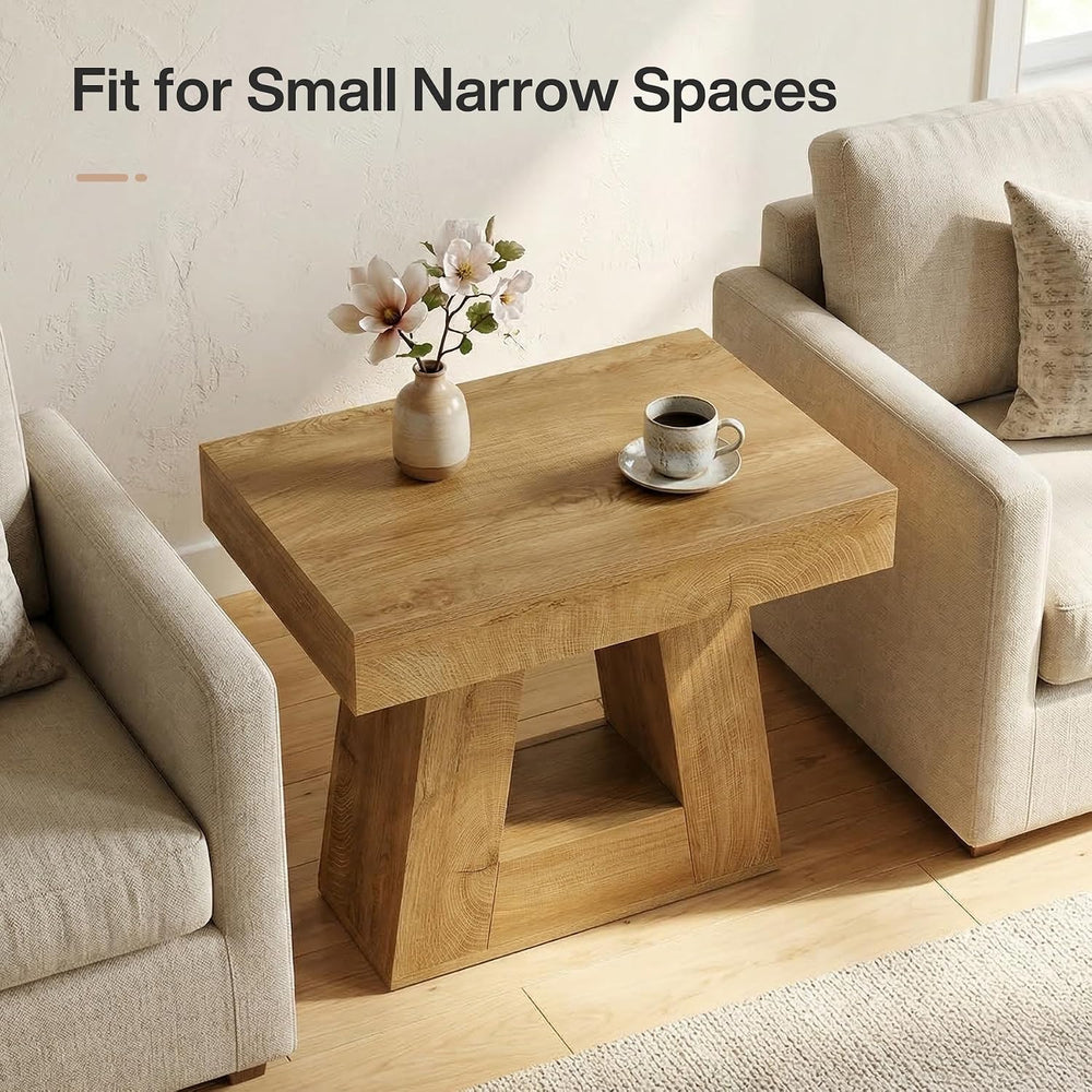Tribesigns 24" Side Table, Narrow End Table with 2-Tier Storage Shelf, F...