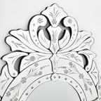 KOHROS Bathroom Vanity Mirror with Floral Etched 40" x 21" Decorative Wall Mirror Frameless Beveled Edge Bathroom Mirror for Vanity Bedroom