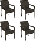 Yaheetech Set of 4 Stackable Outdoor Rattan Dining Chairs, All-Weather Armchair w/Armrests, Steel Frame for Garden, Patio, Deck, Yard, Poolside, Brown