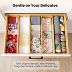 4 Pack 2.36" Bamboo Drawer Dividers, 17-22" Expandable Kitchen Organizers | Adjustable Spring-Loaded Tension Separators with Foam Pad for Clothes, Utensils, Kitchen, Dresser, Nursery & Bathroom