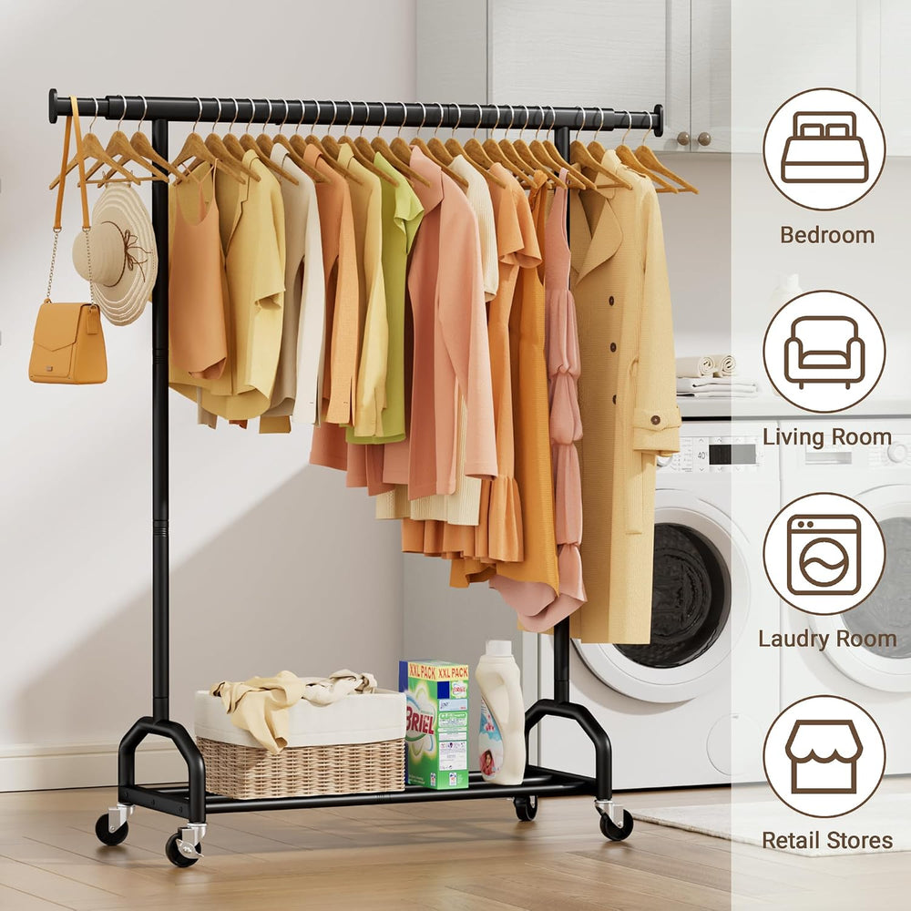 65" Metal Clothes Rack, Heavy Duty Rolling Clothing Rack 380LBS