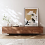 Modern Walnut TV Stand – Long Media Console with 4 Doors, Large Concealed Storage, Cable Management & Metal Legs, Contemporary Entertainment Center for Living Room (Walnut Brown, 86.6")