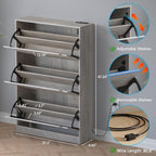 Shoe Cabinet with Odor Control and Back Panels, Deodorizing Slim 3-Flip Shoe Storage Cabinet for Entryway, Freestanding Hidden Shoe Rack Organizer for Entrance, Hallway, Bedroom