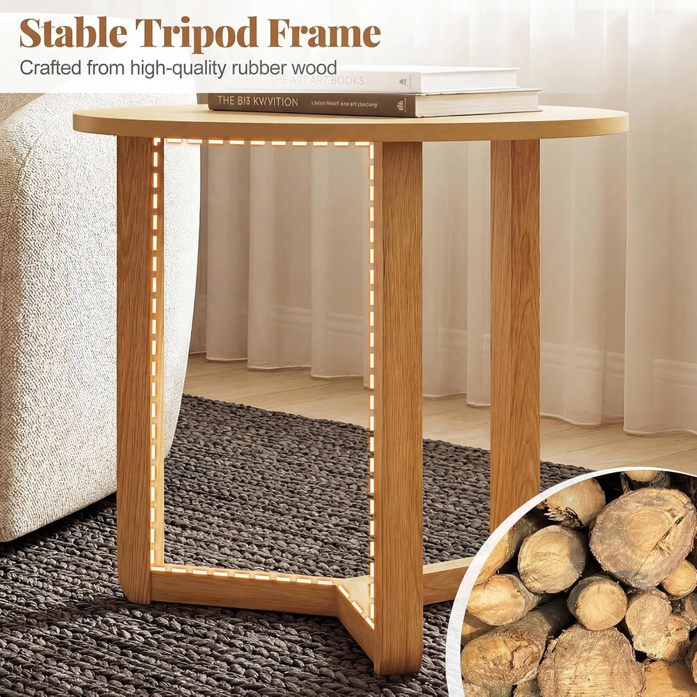 Giantex Round Nesting Coffee Table Set of 2, Wood Nesting End Tables with Thi...