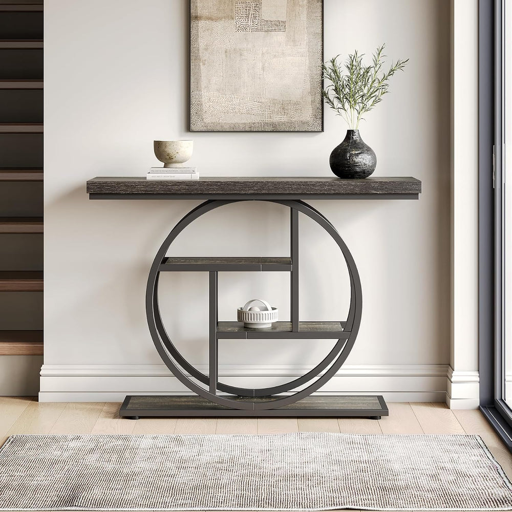 LITTLE TREE Console Table, 4-Tier Entryway Table, 41.3-Inch Industrial Sofa T...