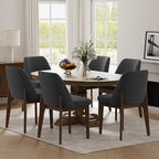 VKNOW Wooden Dining Chairs Set of 6, Upholstered Dining Room Chairs with Rubberwood Legs and Padded Seats, Kitchen Chairs for Restaurant Kitchen Living Room, Dark Grey