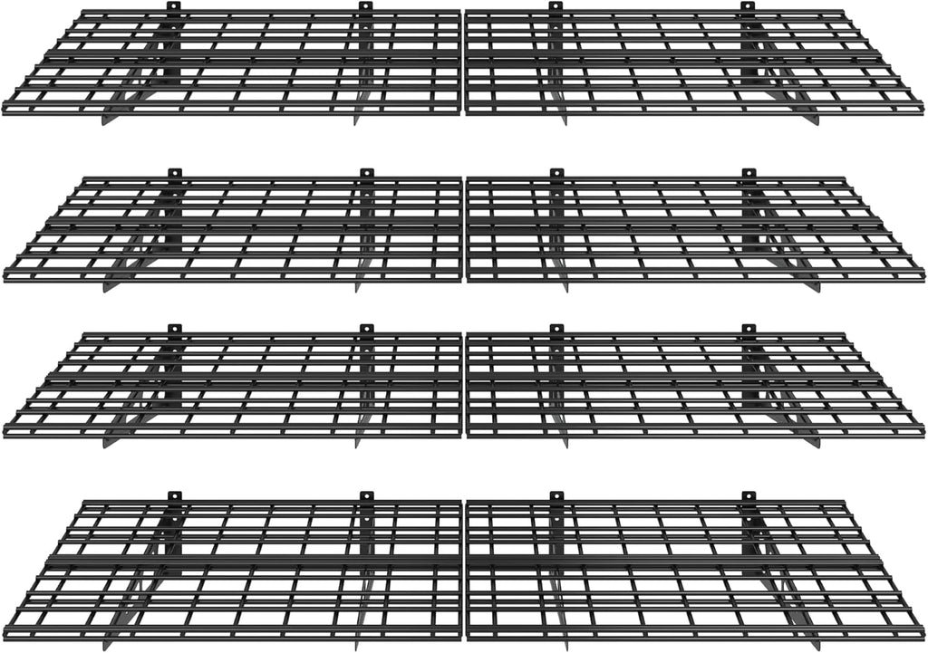 FLEXIMOUNTS 4-Pack 2x6ft 24-inch-by-72-inch Wall Shelf Garage Storage Rack Floating Shelves, Black, Classic Series