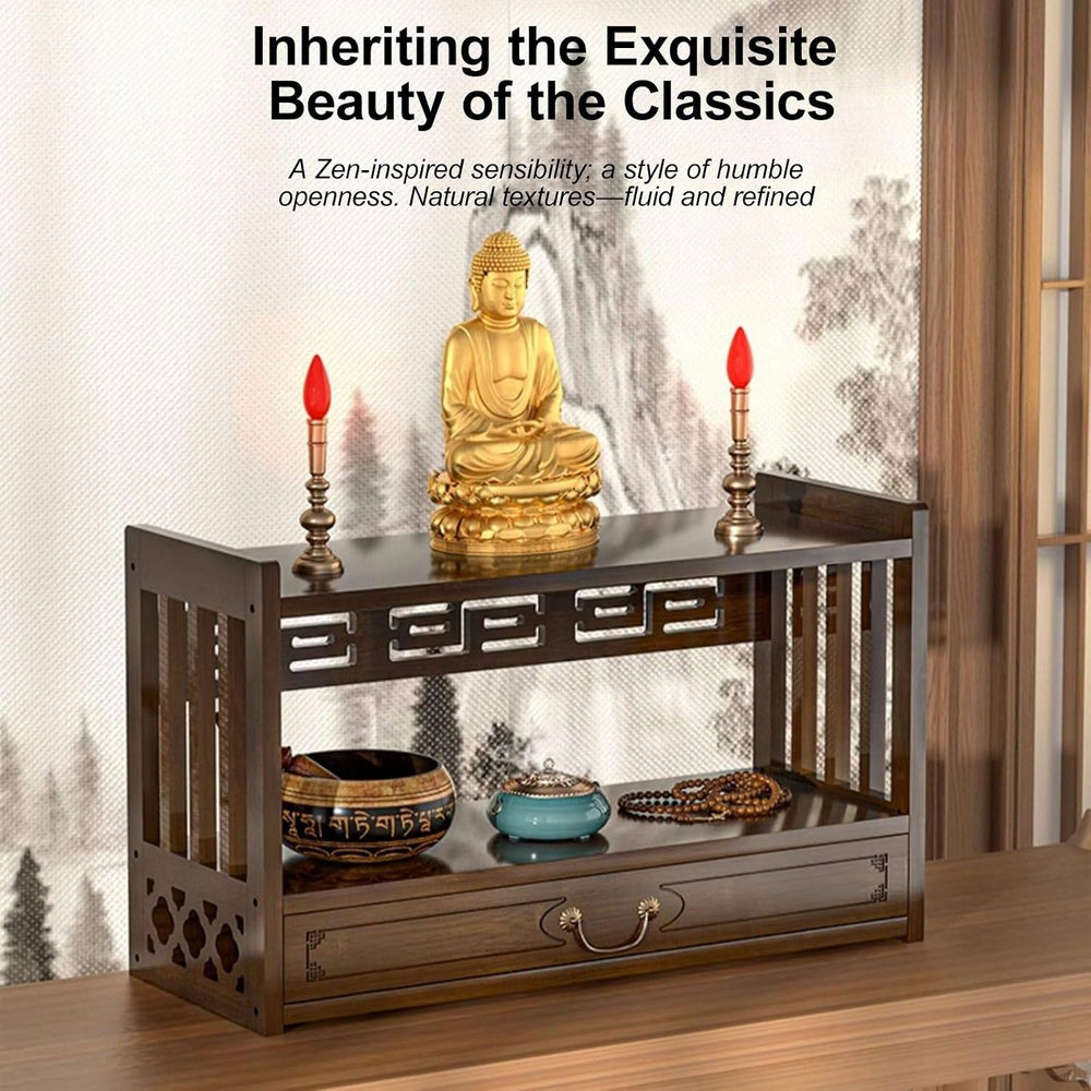 Meditation Table Altar, Small Puja, Altar Table with Storage & Drawers Pr...