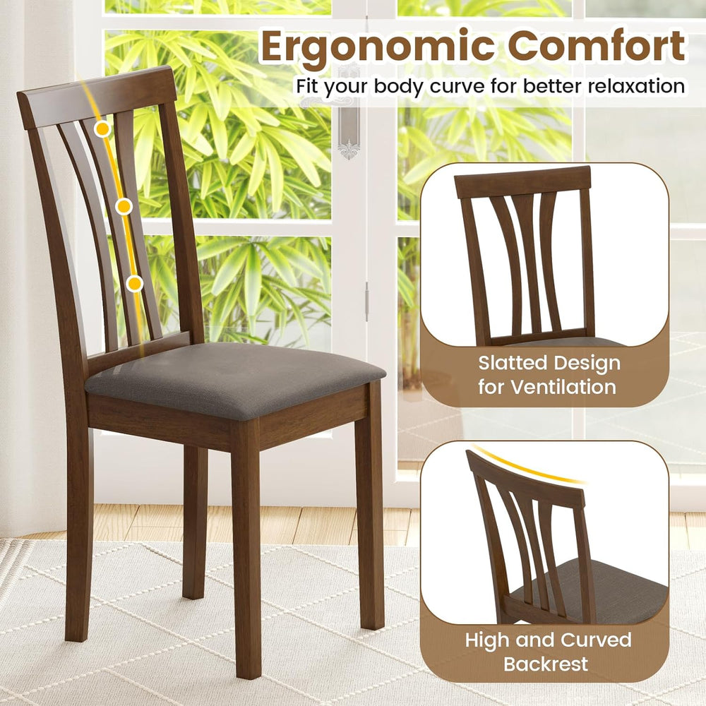 Giantex Wooden Dining Chairs Set of 4, Linen Fabric Upholstered Kitchen Armle...
