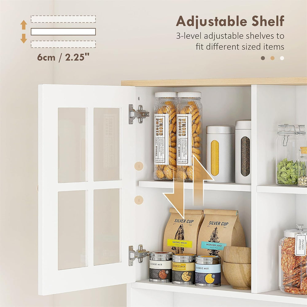 HOMCOM Kitchen Pantry Storage Cabinet 72" with Hutch, White | Large Coun...