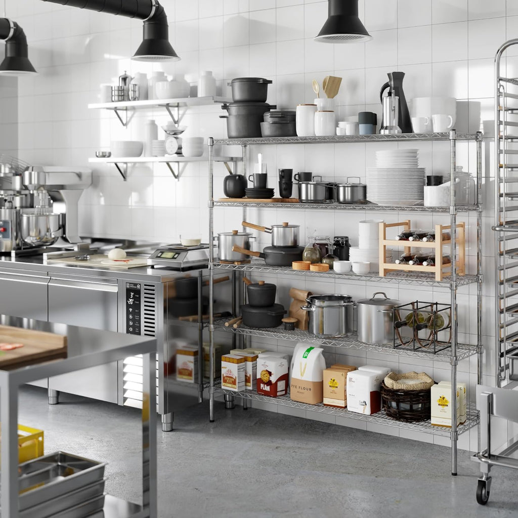 14" Deep x 60" Wide x 64" Height Wire Shelving Kit | 5-Tier | NSF Commercial Storage Rack Unit