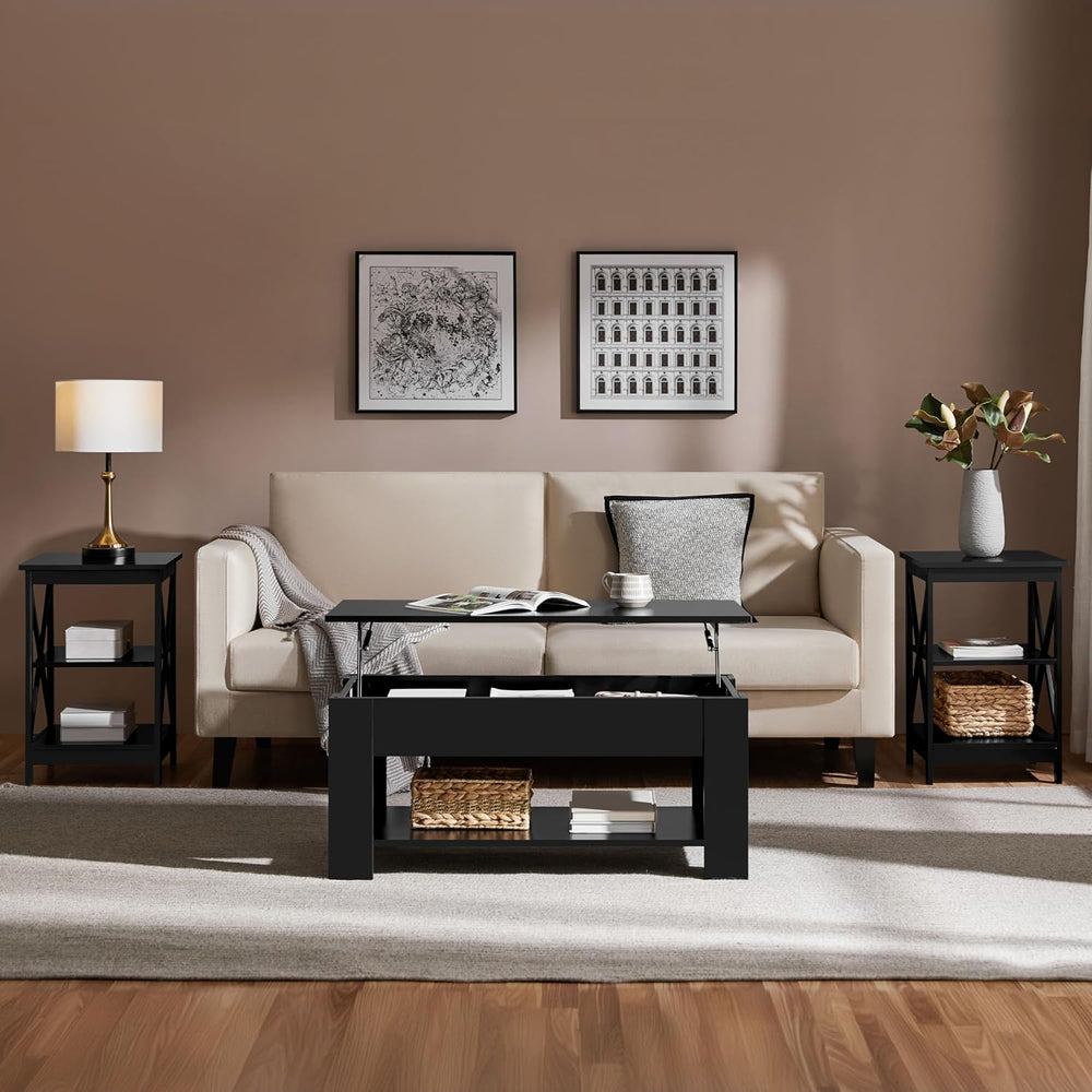 Yaheetech Lift Top Coffee Table and End Table Sets, 3-Piece Living Room Set |...