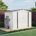 Metal Storage Shed, 8X6 FT Lockable Outdoor Tool Shed with Air Vent and Clear Windows, Galvanized Steel Garden Shed for Backyard, Patio, Garden, Bike Storage or Outdoor Use, Grey
