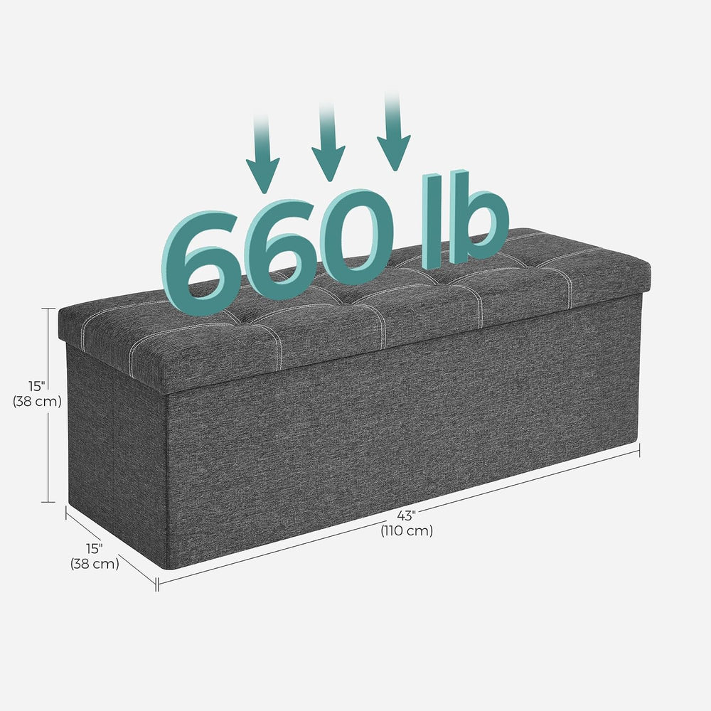SONGMICS Mazie Collection - 43 Inches Ottoman Storage Bench, 35 Gal. Folding ...